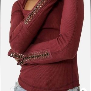 Free People Thermal Top S Studded Sleeve S